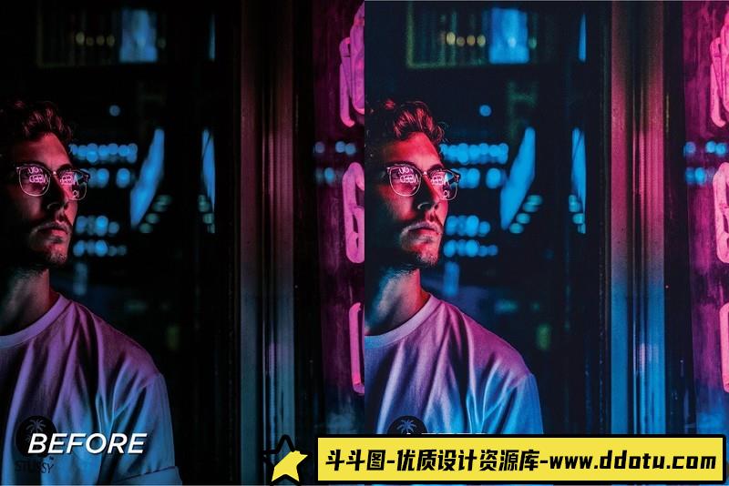 人像LR预设城市街拍夜景霓虹人像预设lr预设ps滤镜pr调色lightroom人像lut插件