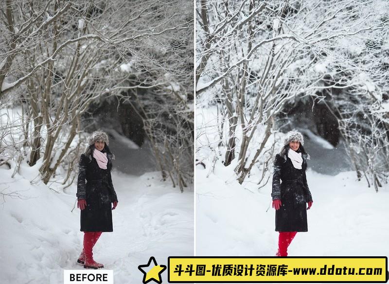 人像LR预设冬季清新人像预设lr预设ps滤镜pr调色lightroom人像lut插件