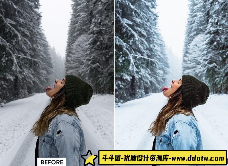 人像LR预设冬季清新人像预设lr预设ps滤镜pr调色lightroom人像lut插件