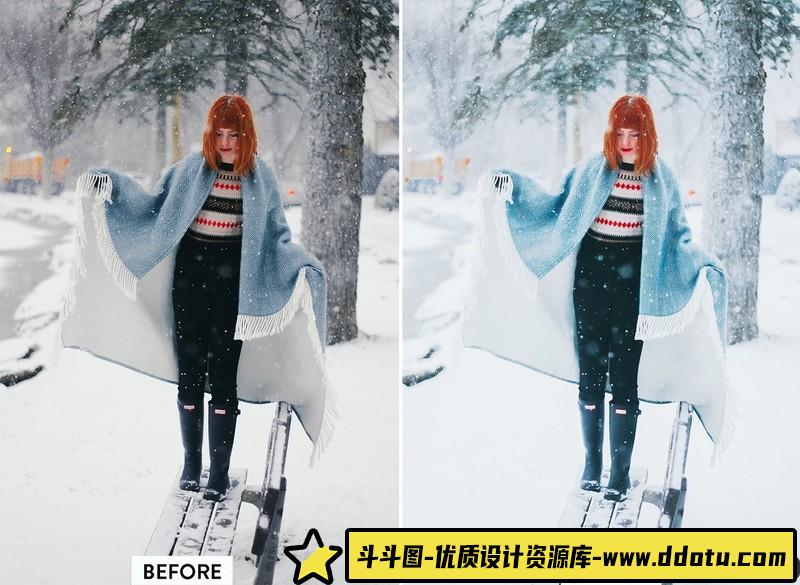 人像LR预设冬季清新人像预设lr预设ps滤镜pr调色lightroom人像lut插件