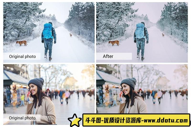 人像LR预设冬季人像暖色调预设lr预设ps滤镜pr调色lightroom人像lut插件