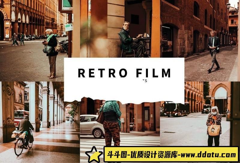 人像LR预设复古电影胶片人像街拍调色预设lr预设ps滤镜pr调色lightroom人像lut插件-斗斗图
