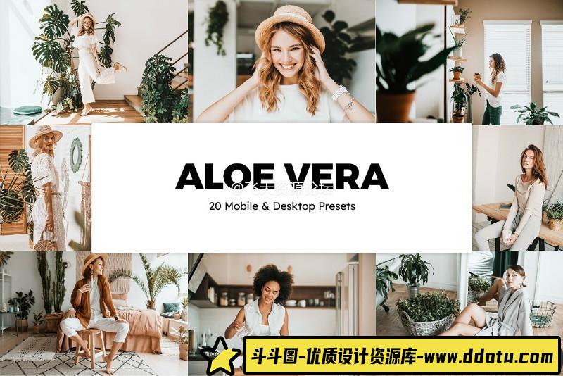 人像LR预设干净明亮柔和芦荟绿人像摄影调色lr预设ps滤镜pr调色lightroom人像lut插件-斗斗图