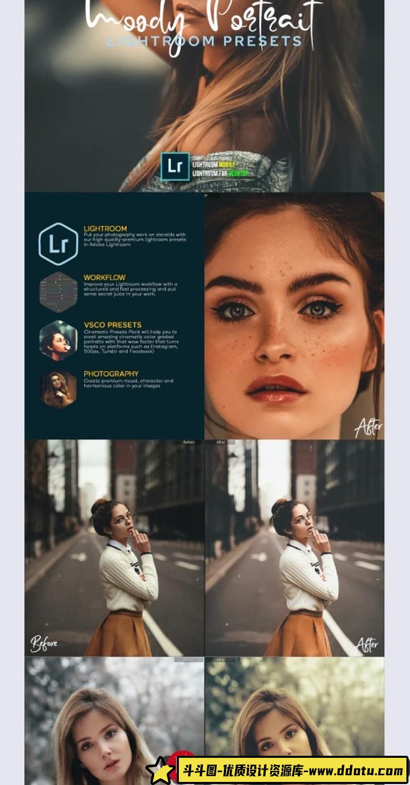 人像LR预设高级人像后期预设lr预设ps滤镜pr调色lightroom人像lut插件