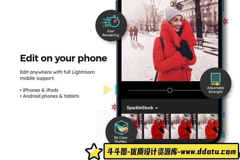 人像LR预设红色时尚暖色胶片预设lr预设ps滤镜pr调色lightroom人像lut插件-斗斗图