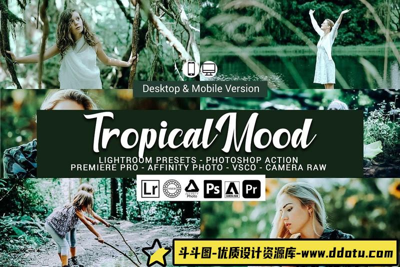 人像LR预设旅拍热带情绪人像预设lr预设ps滤镜pr调色lightroom人像lut插件-斗斗图