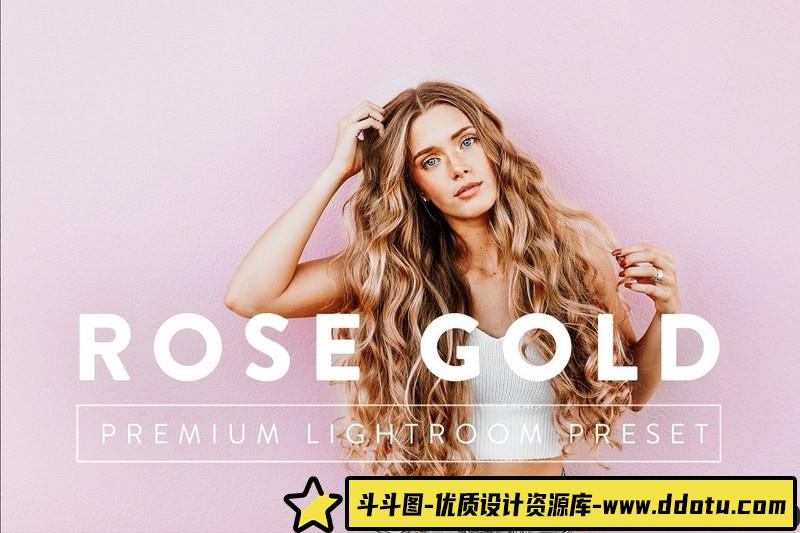 人像LR预设玫瑰金高级人像预设lr预设ps滤镜pr调色lightroom人像lut插件-斗斗图