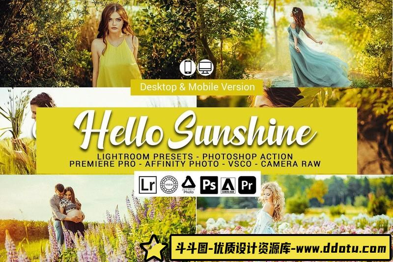 人像LR预设你好阳光明黄调花海人像写真预设滤镜lr预设ps滤镜pr调色lightroom人像lut插件-斗斗图