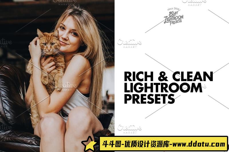 人像LR预设色彩丰富而干净人像后期调色预设lr预设ps滤镜pr调色lightroom人像lut插件-斗斗图