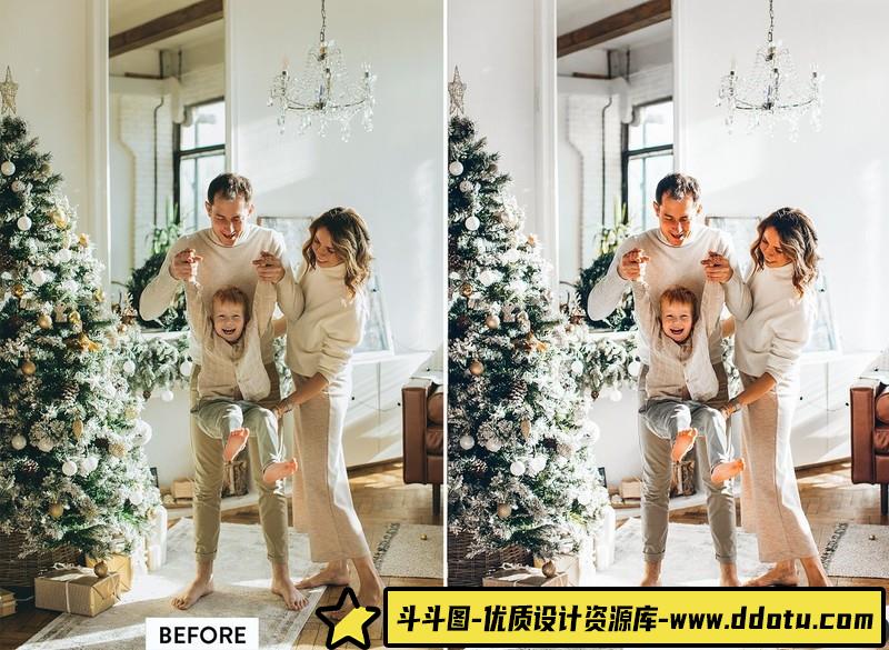 人像LR预设圣诞新年家庭人像预设lr预设ps滤镜pr调色lightroom人像lut插件