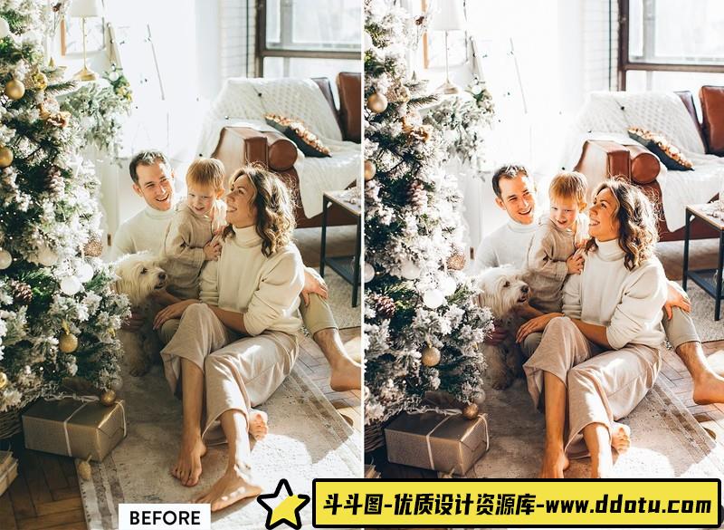 人像LR预设圣诞新年家庭人像预设lr预设ps滤镜pr调色lightroom人像lut插件