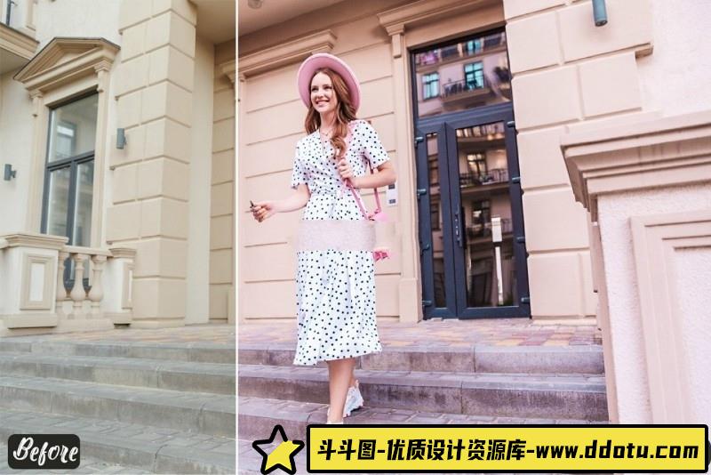 人像LR预设时尚风少女粉美女街拍人像预设lr预设ps滤镜pr调色lightroom人像lut插件