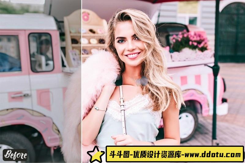 人像LR预设时尚风少女粉美女街拍人像预设lr预设ps滤镜pr调色lightroom人像lut插件