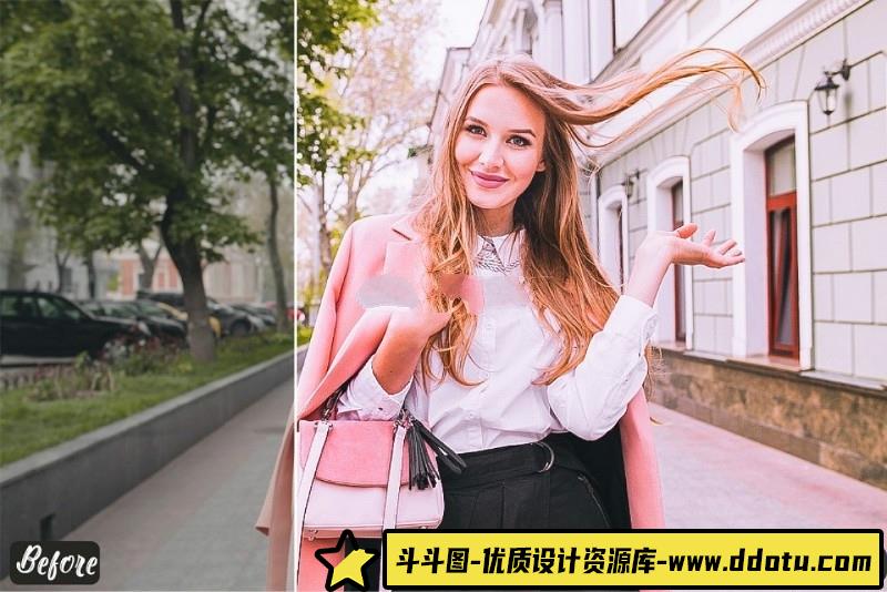人像LR预设时尚风少女粉美女街拍人像预设lr预设ps滤镜pr调色lightroom人像lut插件