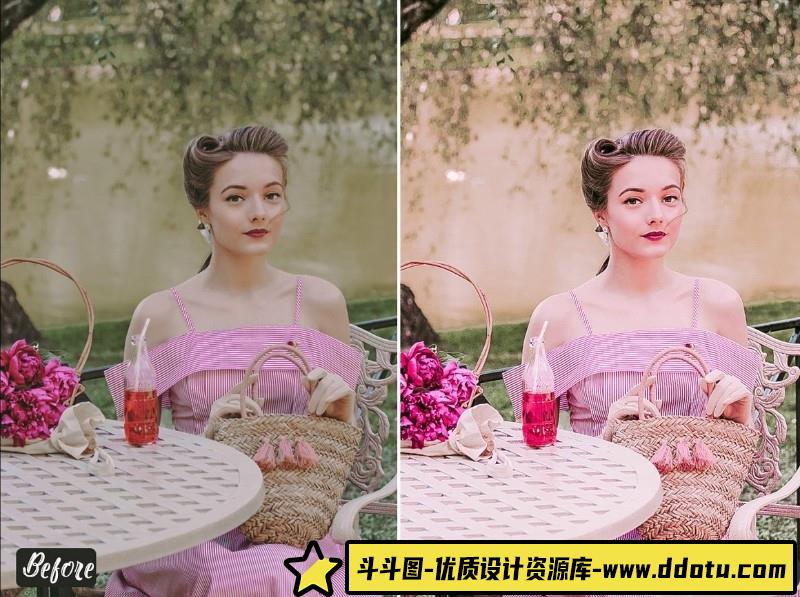 人像LR预设时尚风少女粉美女街拍人像预设lr预设ps滤镜pr调色lightroom人像lut插件