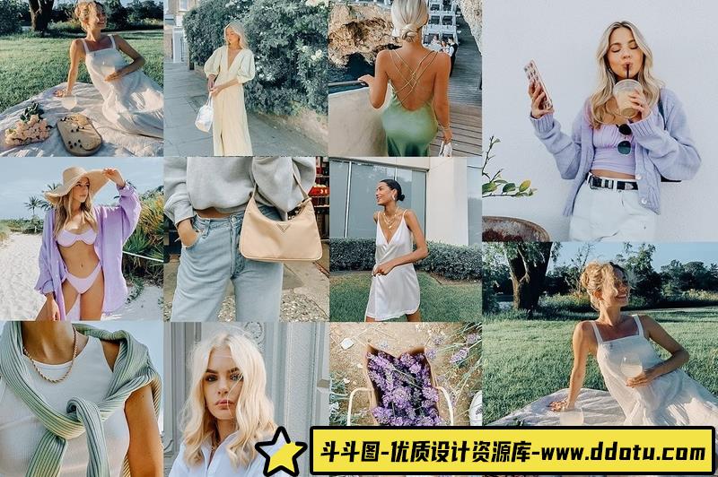人像LR预设时尚薄荷绿薰衣草丁香色调预设lr预设ps滤镜pr调色lightroom人像lut插件-斗斗图