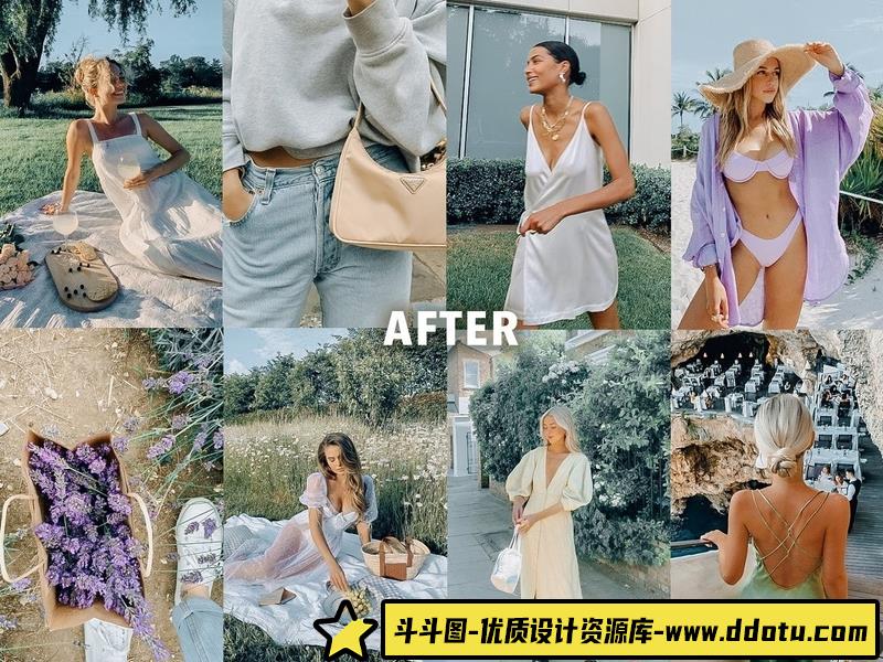 人像LR预设时尚薄荷绿薰衣草丁香色调预设lr预设ps滤镜pr调色lightroom人像lut插件