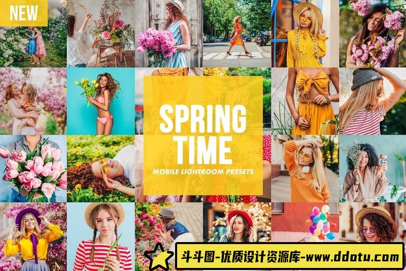 人像LR预设时尚唯美春季旅拍人像预设lr预设ps滤镜pr调色lightroom人像lut插件-斗斗图