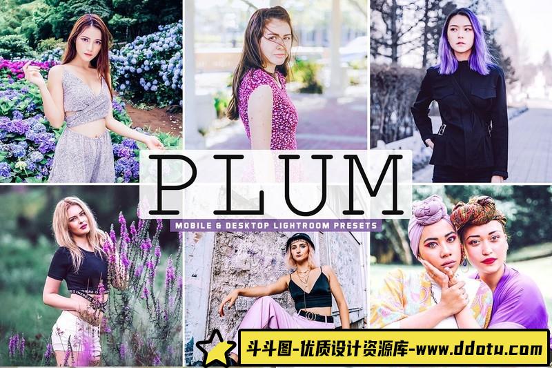 人像LR预设水洗淡紫色时尚人像预设lr预设ps滤镜pr调色lightroom人像lut插件-斗斗图