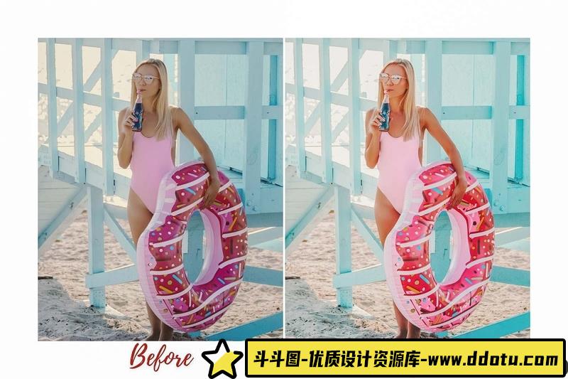 人像LR预设夏季海滩充满活力旅拍人像手机版修图预设lr预设ps滤镜pr调色lightroom人像lut插件