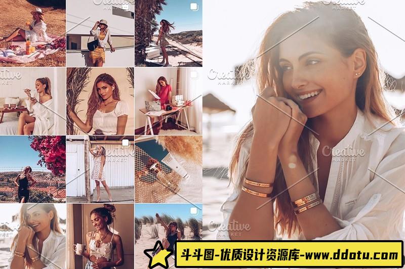 人像LR预设夏季时尚人像预设lr预设ps滤镜pr调色lightroom人像lut插件-斗斗图