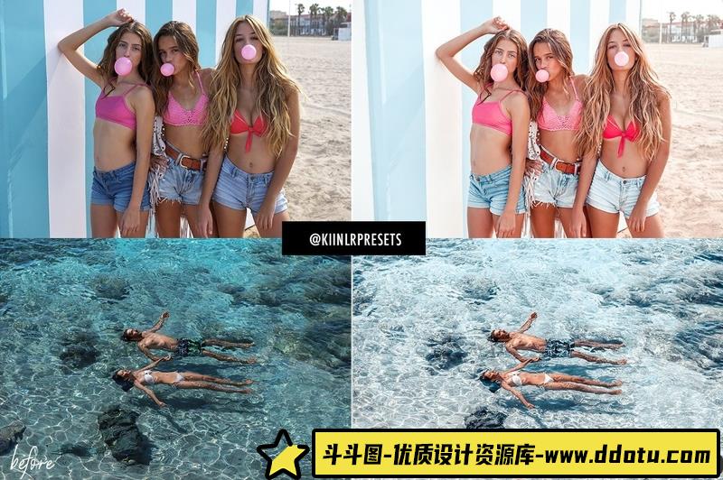 人像LR预设夏日沙滩旅拍人像莫兰迪预设与滤镜lr预设ps滤镜pr调色lightroom人像lut插件