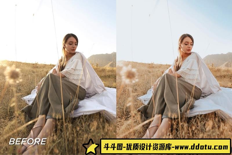 人像LR预设向日葵花田清新胶片人像预设+预设lr预设ps滤镜pr调色lightroom人像lut插件