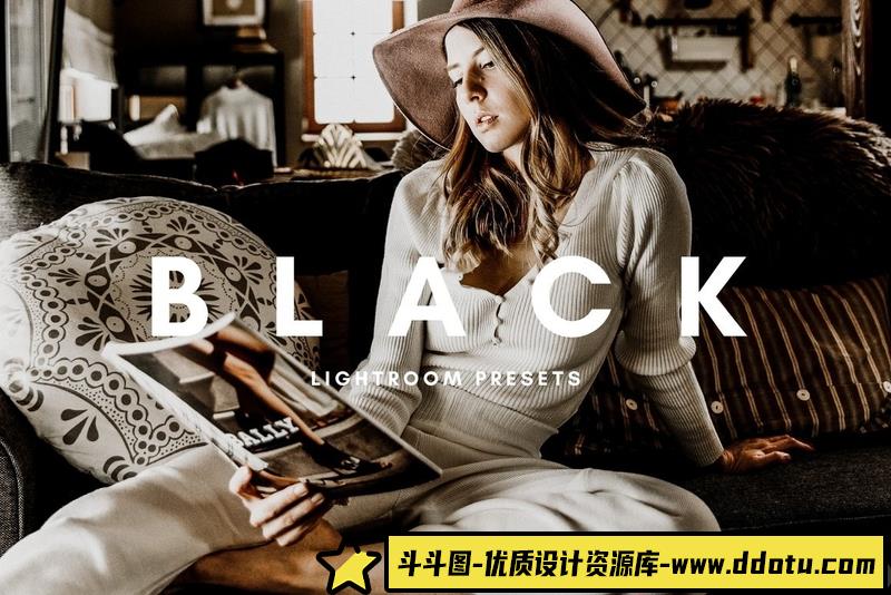 人像LR预设棕黑色街拍情绪电影人像预设与预设lr预设ps滤镜pr调色lightroom人像lut插件-斗斗图
