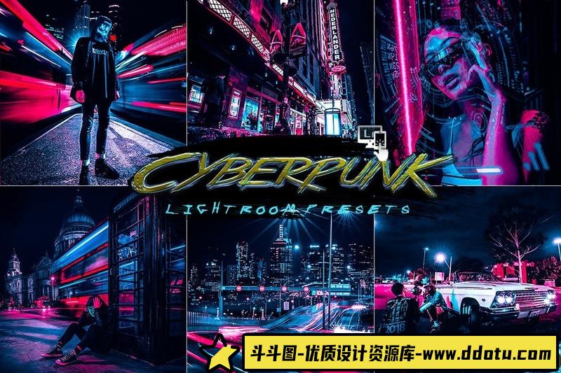 [风光LR预设]城市街拍夜景赛博朋克效果LP预设与APP滤镜 2lagus  Cyberpunk Lightroom Presets-斗斗图