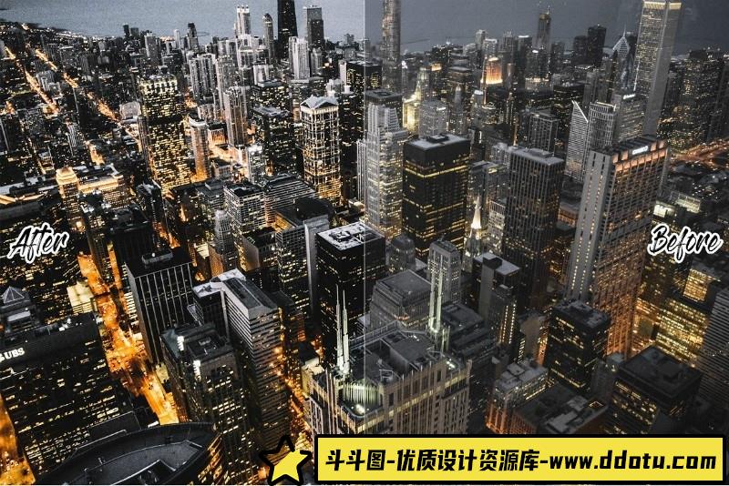 [风光LR预设]城市夜景都市电影分级调色预设URBANBLACKLightroomPresetLUT-斗斗图