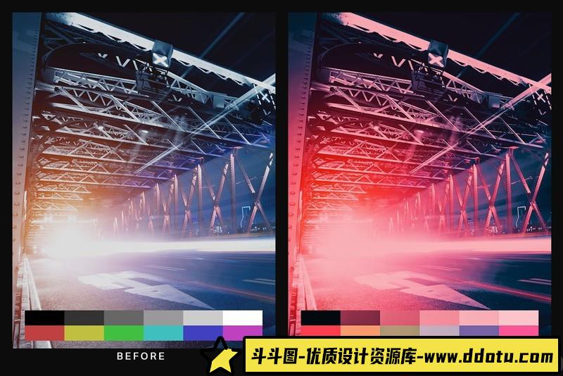 [风光LR预设]赛博朋克反乌托邦夜景街拍调色Lightroom预设-斗斗图