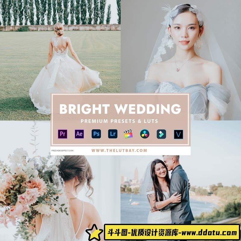 [婚礼LR预设]TheLutbay-INS风明亮电影婚礼人像LR预设和婚礼视频后期调色LUT预设-斗斗图