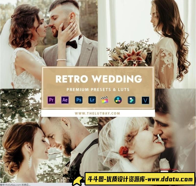 [婚礼LR预设]TheLutbay-复古婚礼胶片人像Lightroom预设和Vlog视频后期调色LUT预设-斗斗图