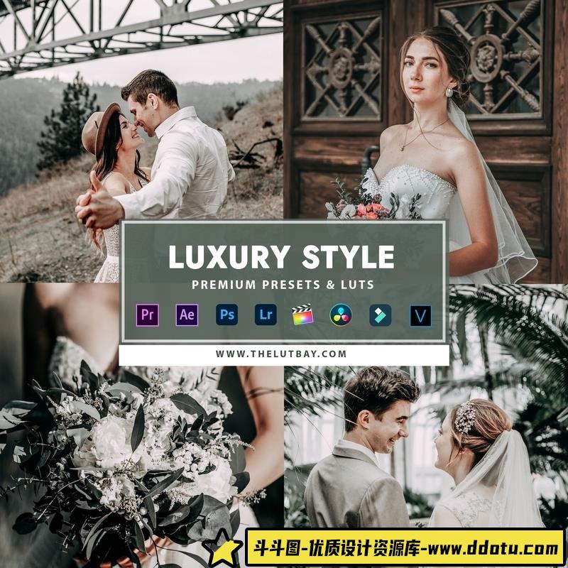 [婚礼LR预设]TheLutbay-奢华风格婚礼人像Lightroom预设和Vlog视频后期调色LUT预设-斗斗图