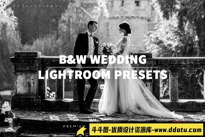 [婚礼LR预设]经典黑白婚礼人像lLightroom预设BlackWhiteWeddingLightrooPresets-斗斗图