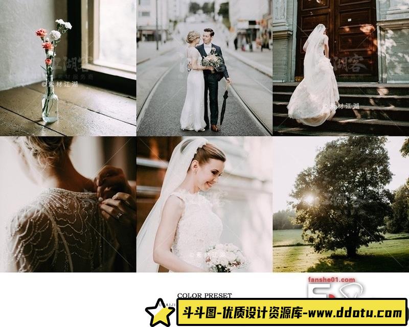 [婚礼LR预设]明亮电影婚礼人像LR预设和婚礼视频后期调色LUT预设-斗斗图
