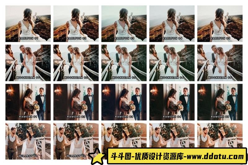 [婚礼LR预设]自然怀旧婚礼人像摄影后期调色lr预设及视频电影Vlog后期调色LUT预设