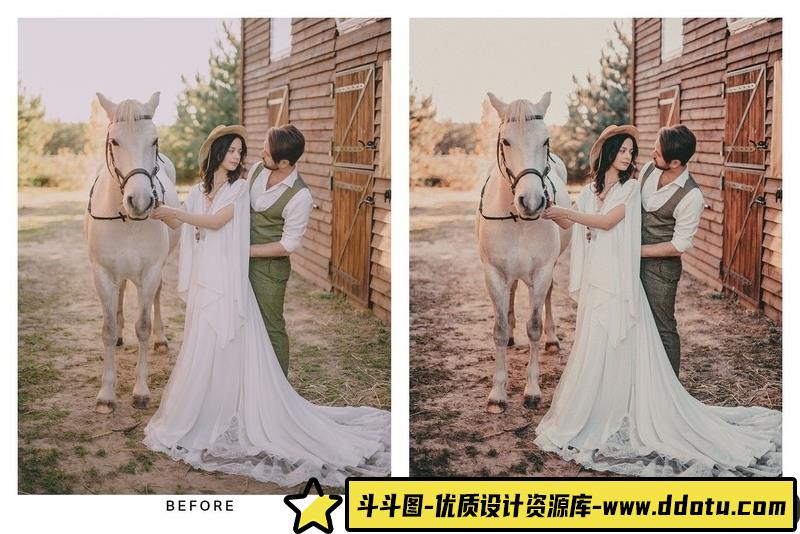 [婚礼LR预设]自然怀旧婚礼人像摄影后期调色lr预设及视频电影Vlog后期调色LUT预设