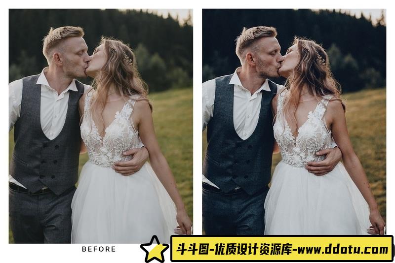 [婚礼LR预设]自然怀旧婚礼人像摄影后期调色lr预设及视频电影Vlog后期调色LUT预设