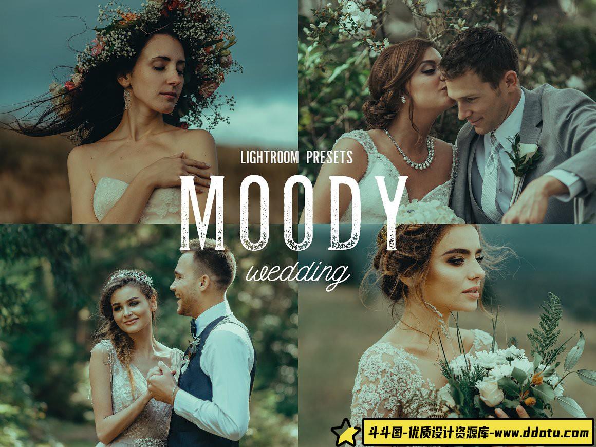 [婚礼LR预设]10个喜怒无常的婚礼人像后期调色Lightroom预设10MoodyWeddingLightroomPresets-斗斗图