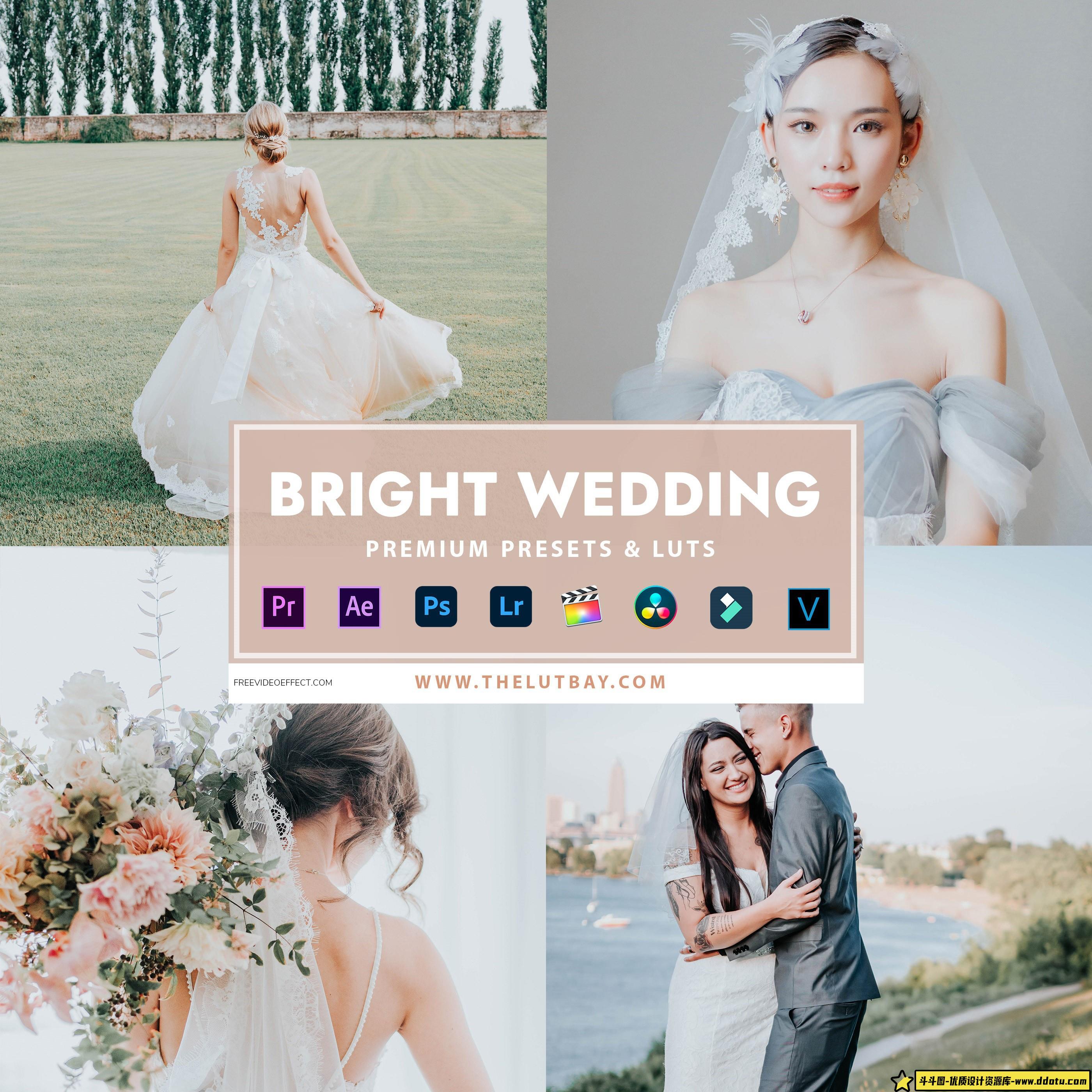 [婚礼LR预设]TheLutbay-INS风明亮电影婚礼人像LR预设和婚礼视频后期调色LUT预设-斗斗图