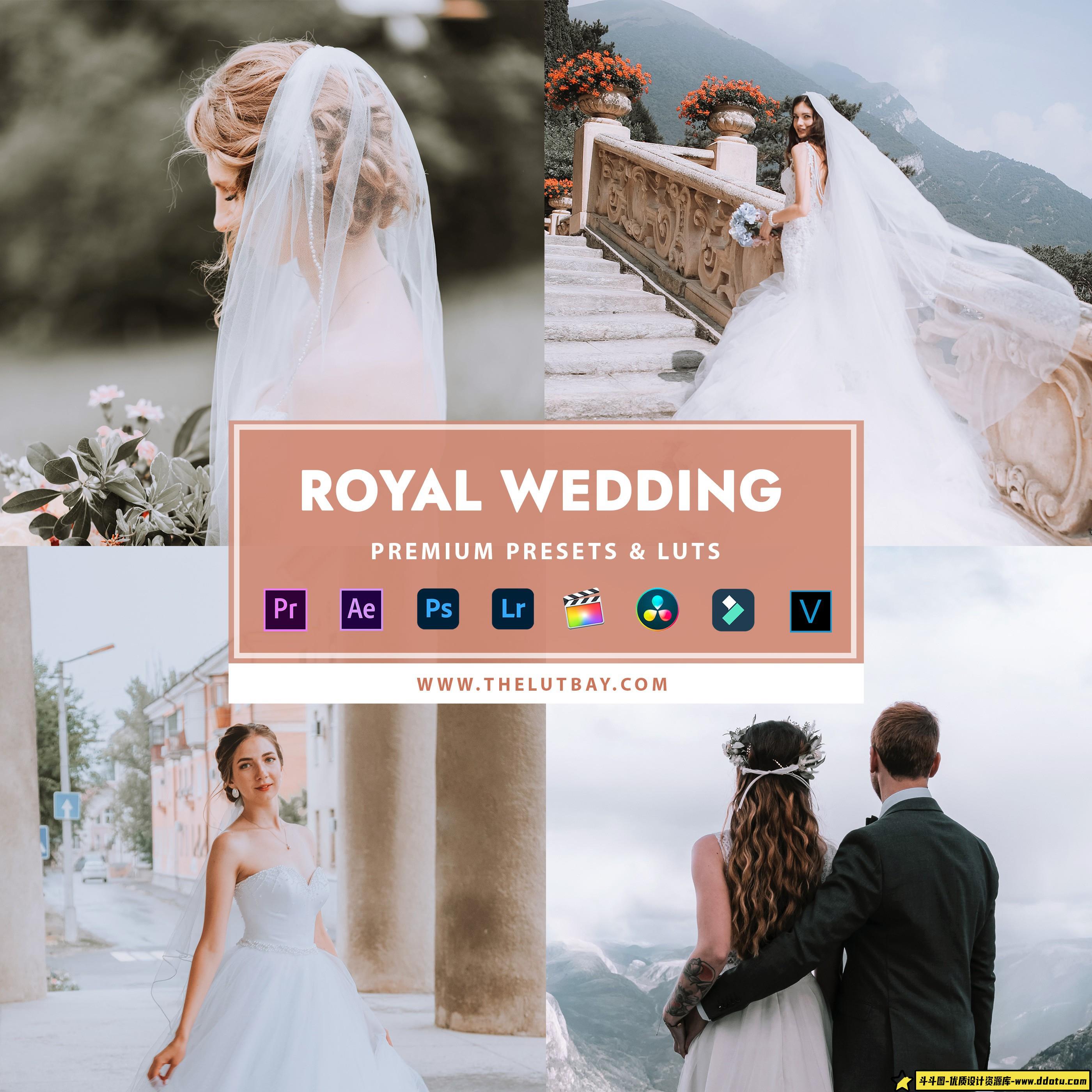 [婚礼LR预设]TheLutbay-明亮通透皇家风格婚礼人像LR预设和Vlog视频后期调色LUT预设-斗斗图