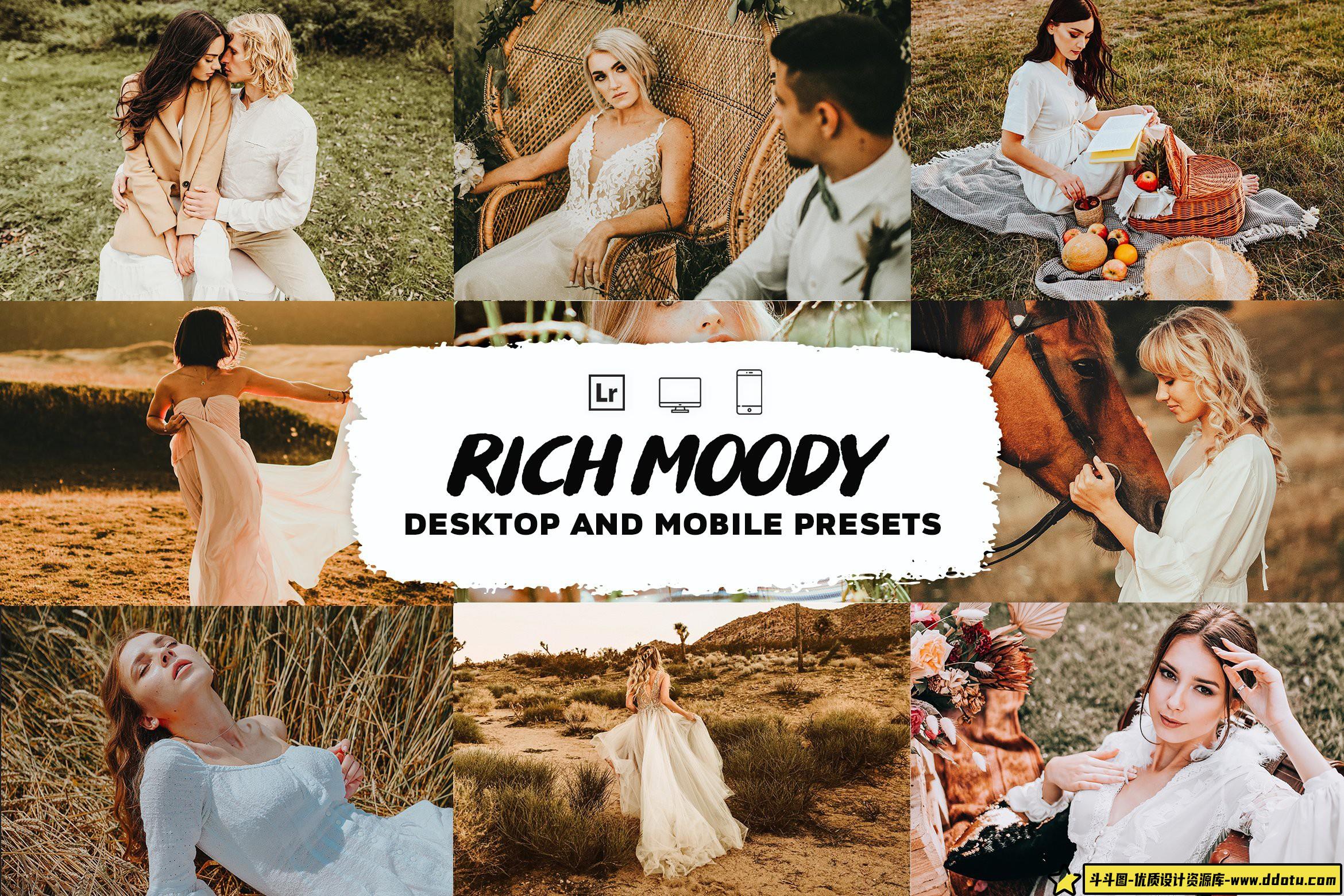[婚礼LR预设]婚礼情绪人像电影胶片感Lightroom预设APP预设 Rich Moody Lightroom Presets-斗斗图