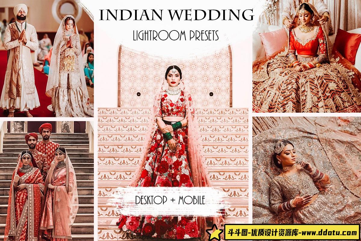 [婚礼LR预设]印度新娘电影婚礼Lightroom预设与移动LR预设 Indian Wedding Lightroom Presets-斗斗图