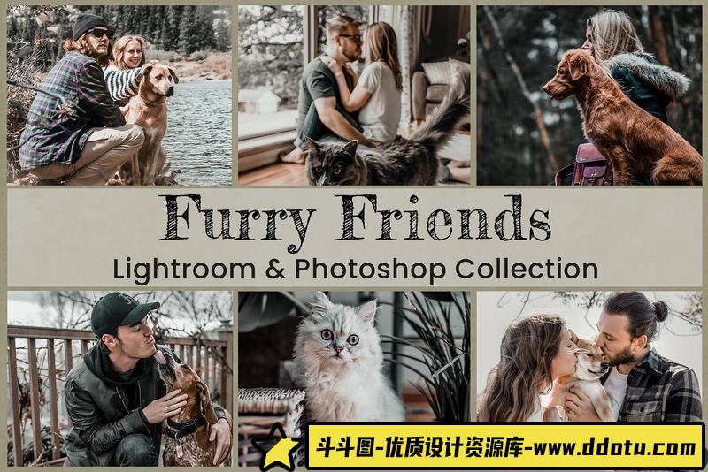 [胶片LR预设]萌宠宠物摄影后期胶片风格Lightroom预设与APP滤镜 Furry Friends Collection-斗斗图