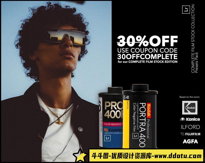 [胶片LR预设]专业时装肖像柯达富士爱克发电影胶片相机Lightroom预设-斗斗图