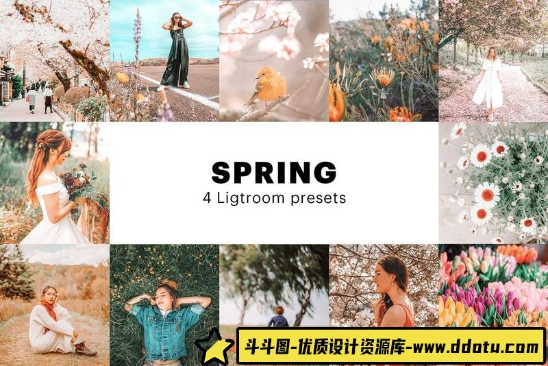 [旅拍LR预设]春暖花开春季旅拍风光人像LR预设+移动APP调色滤镜 4 Spring Lightroom Presets-斗斗图