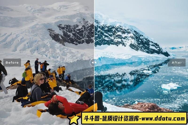 [旅拍LR预设]南极冰川冰山旅拍风光Lightroom预设