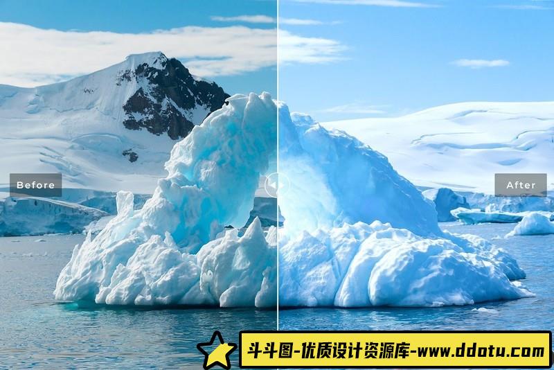[旅拍LR预设]南极冰川冰山旅拍风光Lightroom预设