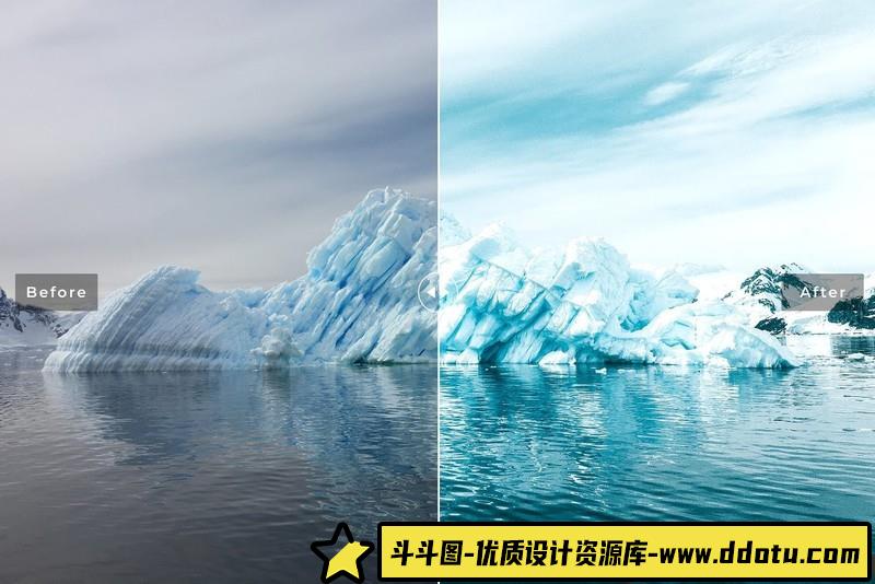 [旅拍LR预设]南极冰川冰山旅拍风光Lightroom预设